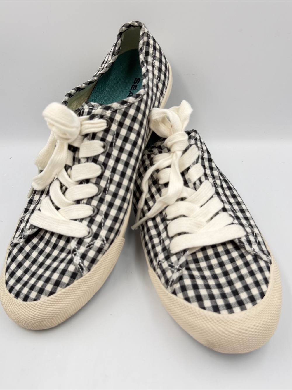 SeaVees Canvas Womens 7.5 Sneakers Black White Check Gingham Monterey Americana